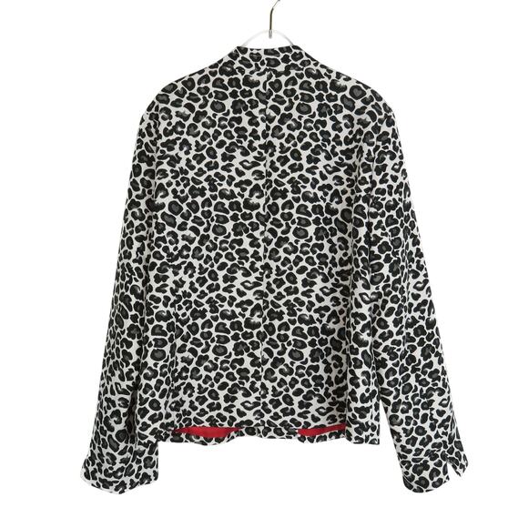 90s Erin London Vintage Jacket Black & White Cheetah Leopard Print Jacket Large - Picture 4 of 8